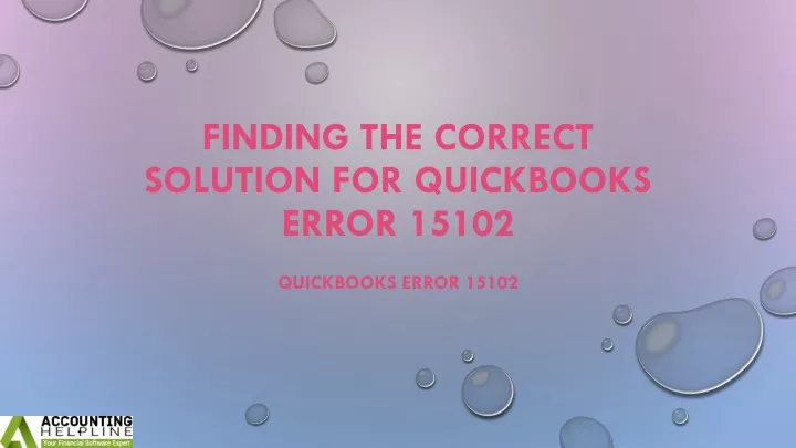 finding the correct solution for quickbooks error 15102