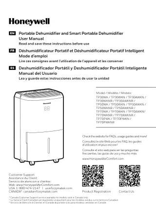 Honeywell Air Comfort - Portable Dehumidifier & Smart Portable Dehumidifier