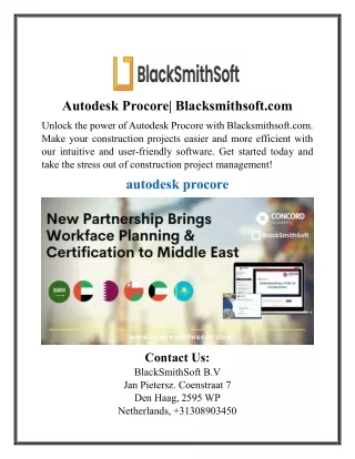 Autodesk Procore Blacksmithsoft