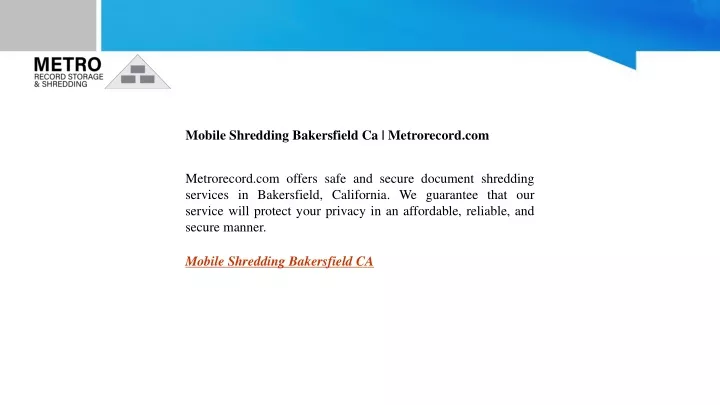 mobile shredding bakersfield ca metrorecord com