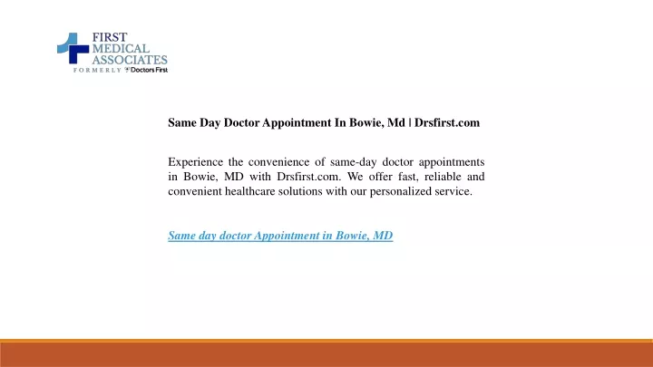 same day doctor appointment in bowie md drsfirst