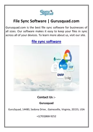 File Sync Software | Gurusquad.com