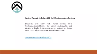 Custom Cabinets In Bakersfield, Ca  Finaltouchbakersfield.com
