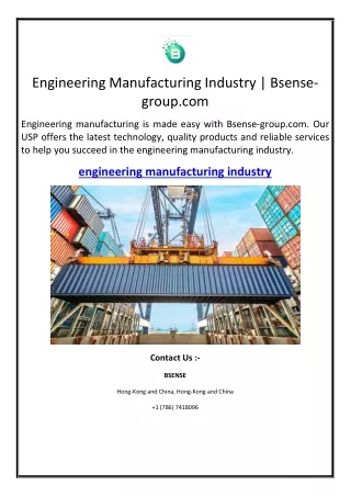 Engineering Manufacturing Industry | Bsense-group.com