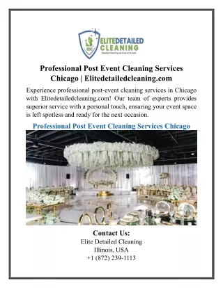 Professional Post Event Cleaning Services Chicago | Elitedetailedcleaning.com