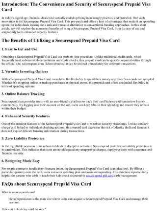 The Advantages of Using a Securespend Prepaid Visa Card