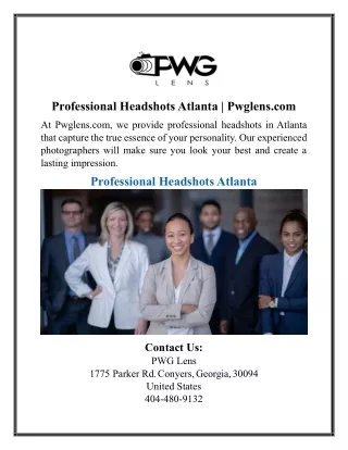 Professional Headshots Atlanta | Pwglens.com