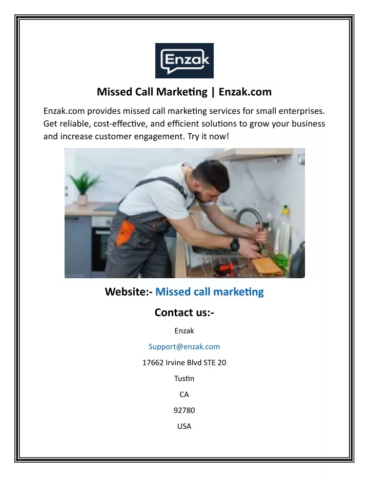 missed call marketing enzak com