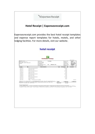 Hotel Receipt  Expensesreceipt.com