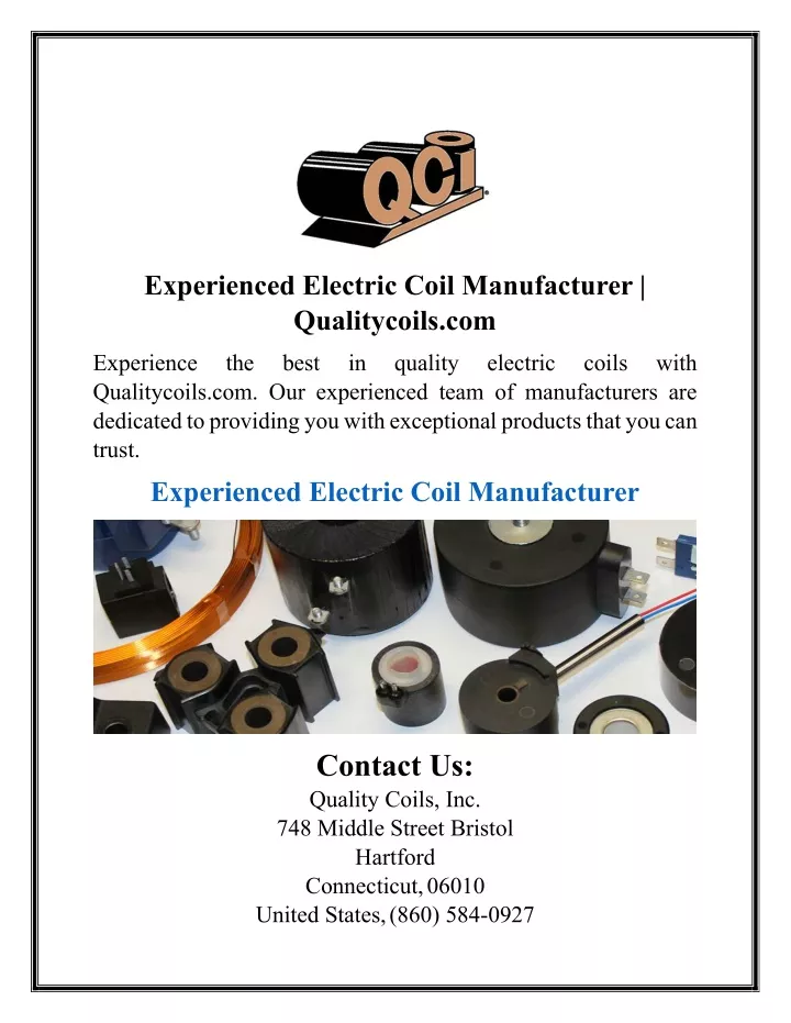 experienced electric coil manufacturer