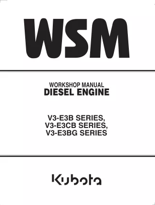 KUBOTA V3600-E3B DIESEL ENGINE Service Repair Manual