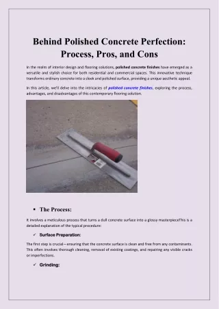 Behind Polished Concrete Perfection: Process, Pros, and Cons