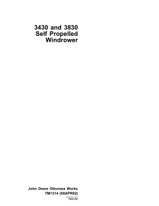 John Deere 3430 Self Propelled Windrower Service Repair Manual (tm1314)