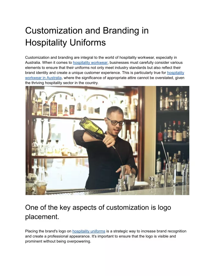 customization and branding in hospitality uniforms