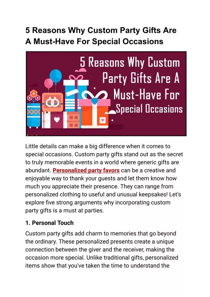 5 reasons why custom party gifts are a must have