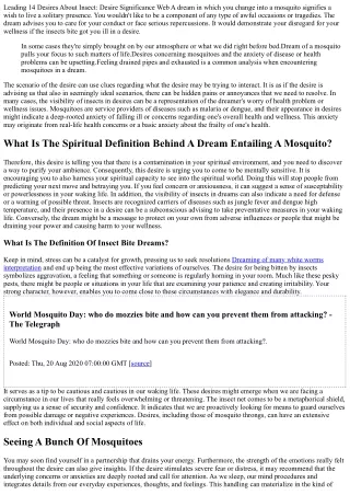 9 Mosquito Dream Interpretation Desire Significance