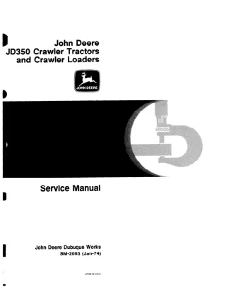 John Deere JD350 Crawler Tractor and Crawler Loader Service Repair Manual (sm2063)