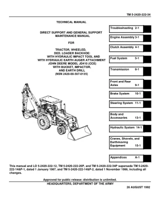 John Deere JD410 Backhoe Loader Service Repair Manual