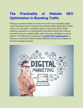 The Practicality of Website SEO Optimization in Boosting Traffic