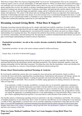 Dream Of Giving Birth Spiritual Definitions & Analysis