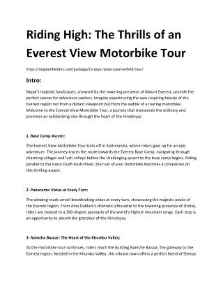 Everest View motorbike tour