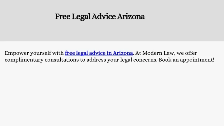 free legal advice arizona