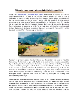 Things to know about Kathmandu Lukla helicopter flight