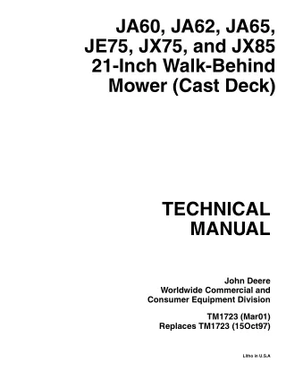 John Deere JX85 21-Inch Walk-Behind Mower Service Repair Manual