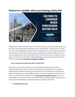 Factors to consider when purchasing rotary kiln