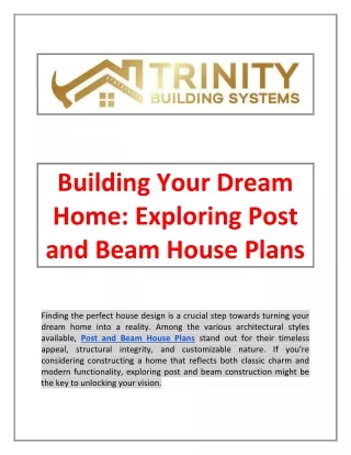 Get The Best Post and Beam House Plans