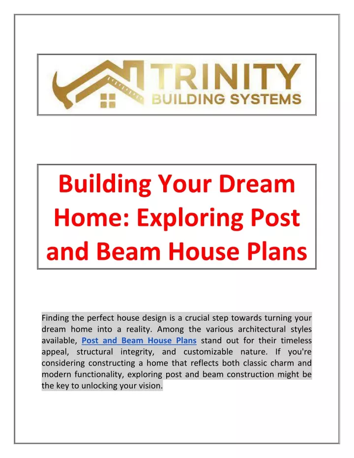 building your dream home exploring post and beam