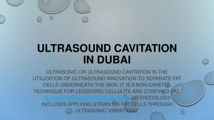 ultrasound cavitation in dubai