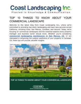 TOP 10 THINGS TO KNOW ABOUT YOUR COMMERCIAL LANDSCAPE