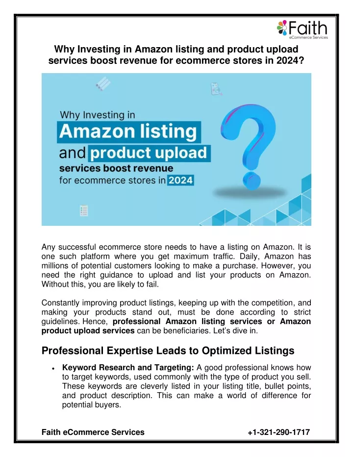 why investing in amazon listing and product