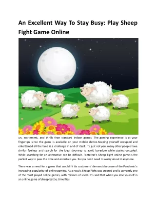 An Excellent Way To Stay Busy_ Play Sheep Fight Game Online