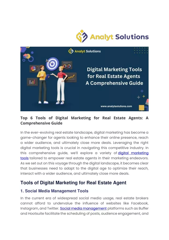 top 6 tools of digital marketing for real estate