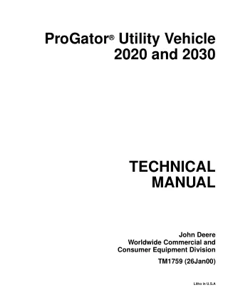 John Deere ProGator Utility Vehicle 2020 Service Repair Manual (TM1759)