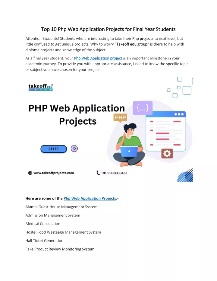 top 10 php web application projects for final