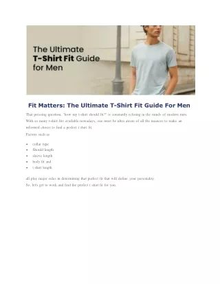 Fit Matters The Ultimate T-Shirt Fit Guide For Men