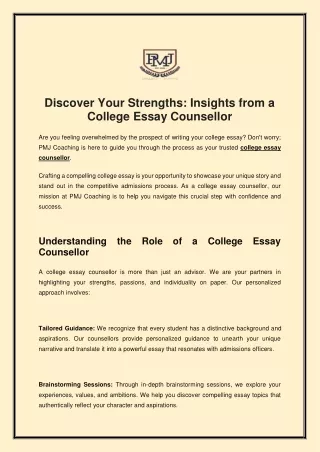 Discover Your Strengths: Insights from a College Essay Counsellor