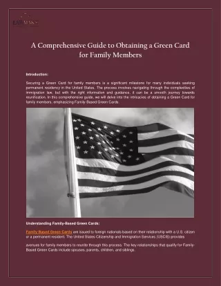 A Comprehensive Guide to Obtaining a Green Card for Family Members