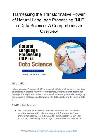 Harnessing the Transformative Power of Natural Language Processing (NLP) in Data Science_ A Comprehensive Overview - Unc