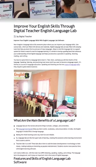 Improve Your English Skills Through Digital Teacher English Language Lab