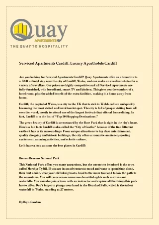 Serviced Apartments Cardiff: Luxury Aparthotels Cardiff