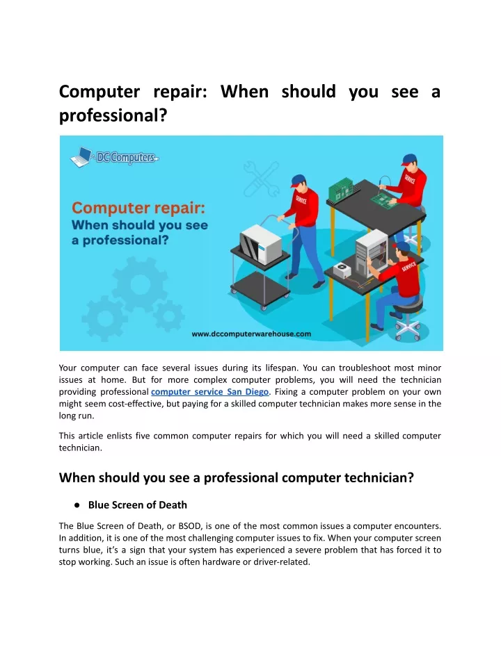 computer repair when should you see a professional