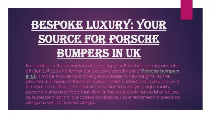 bespoke luxury your source for porsche bumpers in uk