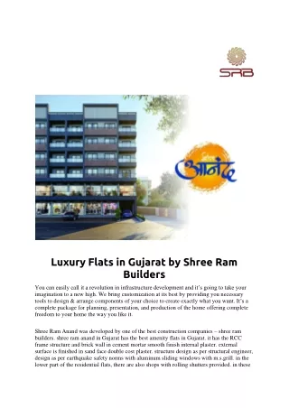 Luxury Flats in Gujarat by Shree Ram Builders