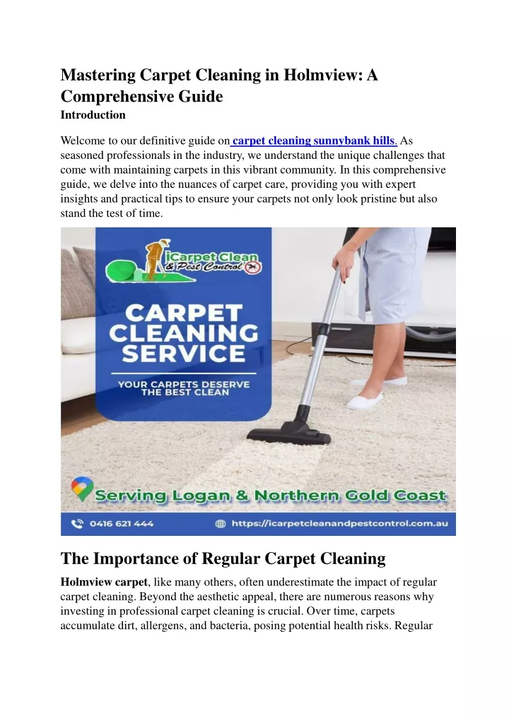 mastering carpet cleaning in holmview