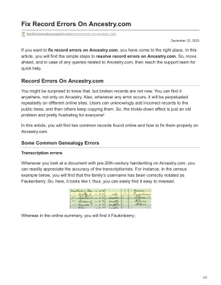 Fix Record Errors On Ancestrycom
