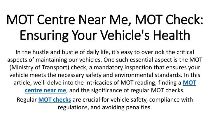 mot centre near me mot check ensuring your vehicle s health
